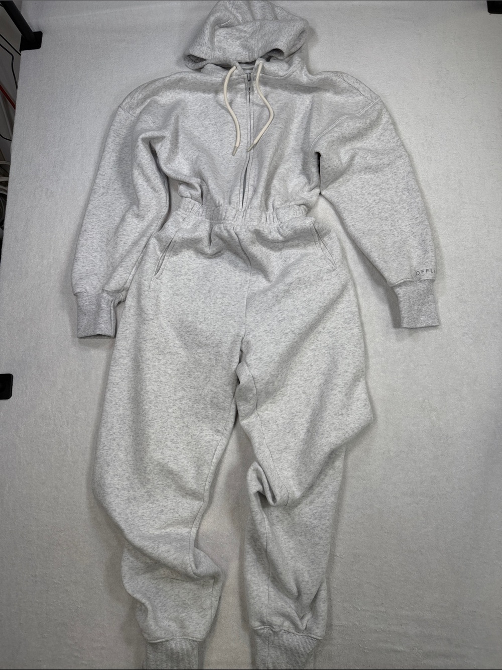 Offline by Aerie Heather Gray Zip Hoodie Cloud Fleece Jumpsuit